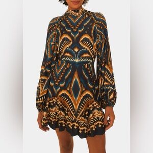 Pineapple Ikat Blue Raglan Mini Dress